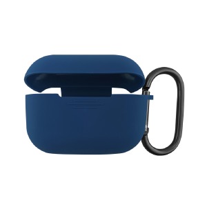 Чехол силикон AirPods Pro/Pro2 темно-синий (Dark Blue) с карабином - фото