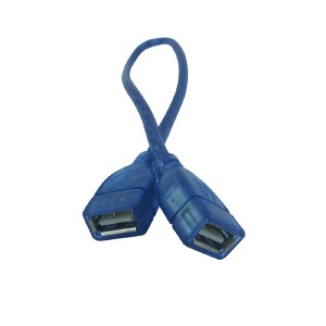 Кабель USB-USB (мама-мама) синий 0,3м  - фото