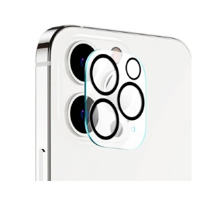 Стекло защитное для камеры iPhone 13 Pro/13 Pro Max 6DH прозрачное с черными ободками для камеры - фото