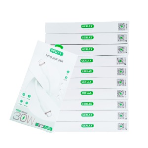 `SET кабелей iPhone PD Type-C to Lightning Gerlax L40L 30W силиконовый белый 1,5м (10ШТ!!!+1ШТ ПОДАРОК) - фото