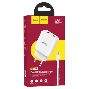 СЗУ microUSB Hoco N7 2.1A/2USB/10.5W белый (12) - фото