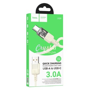 Кабель Type-C Hoco U129 3А/27W бежевый 1,2м (22) - фото