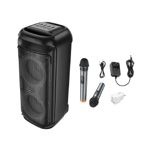 Колонка чемодан Hoco HA13 Max 8"/60W/RGB/BT5.4/USB/AUX/microSD/TWS/2xMIC безпроводной 75х37х35см черная - фото