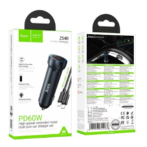 АЗУ Type-C to Type-C Hoco Z54B 3A/QC3.0/2PD60W серый - фото