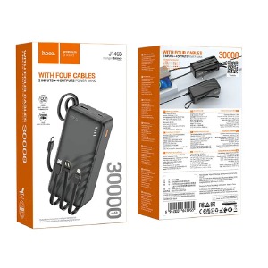 Power bank/Павербанк 30000mA Hoco J146B 2A/1USB/PD/кабель 3в1/Led индикатор (input Type-C/USB кабель) черный - фото