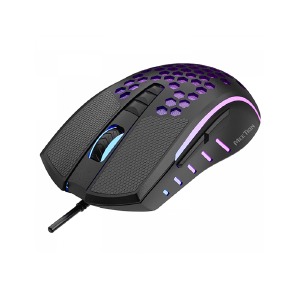 Компьютерная мышка проводная USB игровая Meetion GM015 RGB/8 кнопки/800-6400DPI черная 1,8м - фото