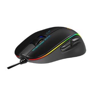 Компьютерная мышка проводная USB игровая Meetion GM23 RGB/6 кнопки/200-12800DPI черная 1,8м - фото