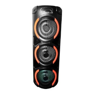 Колонка чемодан 8305 20Wx3/беспроводной микрофон/RGB/BT/USB/microSD/FM/AUX/пульт черная 80х30х30см - фото