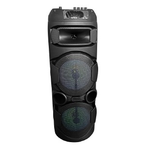 Колонка чемодан 8220 20Wx2/беспроводной микрофон/RGB/BT/USB/microSD/FM/AUX/пульт черная 80х30х30см - фото