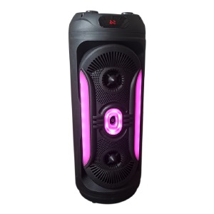 Колонка чемодан 8259 25Wx2/беспроводной микрофон/RGB/BT/USB/microSD/FM/AUX/пульт черная 64х26х26см - фото