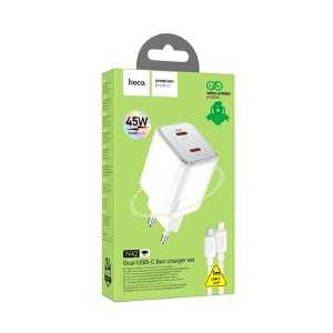 СЗУ Type-C to iPhone Lightning Hoco N42 3A/2PD45W/CQ3.0 белый 1м - фото