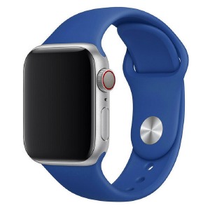 Ремешок для Apple Watch 42/44/45/49mm силиконовый (18) электрик L - фото
