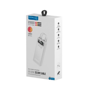 Power bank/Павербанк 20000mA Konfulon A39Q USB22.5W/PD20W/cable Type-C to Type-C 22.5W and Lightning 15W (input Type-C 18W) белый - фото