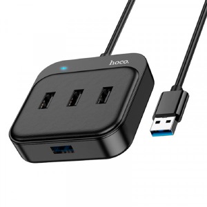 HUB Type-C Hoco HB31 4в1 (USB2.0х4) черный 0,2м (19) - фото