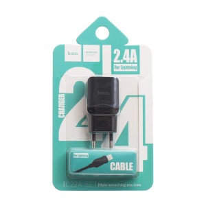 СЗУ iPhone Lightning Hoco C22A 2.4A/1USB/блистер черный (41) - фото