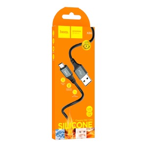 Кабель microUSB Hoco X86 2.4A силиконовый черный 1м (36) - фото