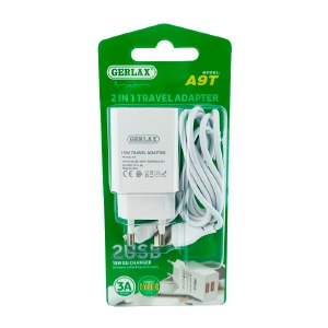 СЗУ Type-C Gerlax A9T 3A/2USB/15W/блистер белый 1м  - фото