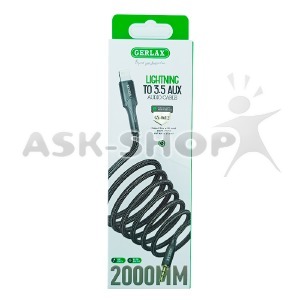 Кабель 3,5 AUX - Lightning Gerlax GX-06L2 тканевой черный 2м# - фото
