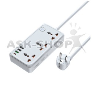 Сетевой фильтр Mietubl MTB-PS01E 3 розетки/1PD-17W/3USB/3.4А/10А/2500W/выключатель белый 1,5м - фото