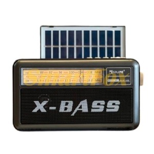 Радиоприемник аналоговый Golon RX-BT168S от сети/аккумулятор/разъем для батареек/фонарика/BT/USB/microSD/СОЛНЕЧНАЯ ПАНЕЛЬ 21х17х6см черный - фото