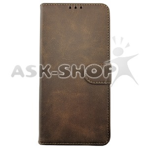 Чехол-книжка Flip Cover LEATHER Redmi Note 14 Pro 4G темно-коричневый - фото