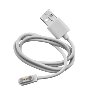 Кабель USB-2pin для смарт часов/фитнесс трекера 2,5мм 1А магнитный белый 0,6м  - фото
