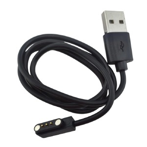 Кабель USB-3pin для смарт часов/фитнесс трекера 2,54мм 1А магнитный черный 0,6м  - фото