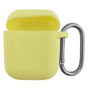 Чехол силикон AirPods 4 (15) нежно-желтый (Mellow Yellow) с карабином - фото