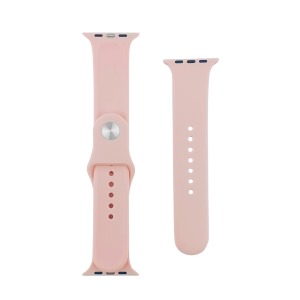 Ремешок для Apple Watch 42/44/45/49mm силиконовый (40) светло-розовый бежевый S+L (в комплекте два ремешка разных размеров)  - фото