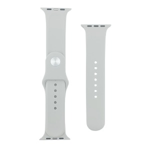 Ремешок для Apple Watch 42/44/45/49mm силиконовый (56) молочный S+L (в комплекте два ремешка разных размеров)  - фото