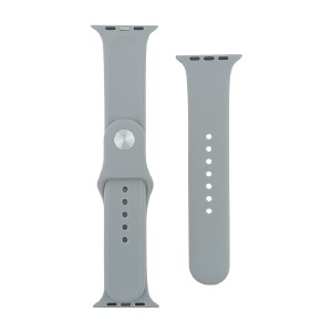 Ремешок для Apple Watch 42/44/45/49mm силиконовый (12) светло-серый S+L (в комплекте два ремешка разных размеров)  - фото