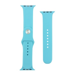 Ремешок для Apple Watch 42/44/45/49mm силиконовый (15) голубой S+L (в комплекте два ремешка разных размеров)  - фото