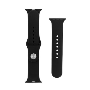 Ремешок для Apple Watch 38/40/41mm силиконовый (01) черный S+L (в комплекте два ремешка разных размеров) - фото