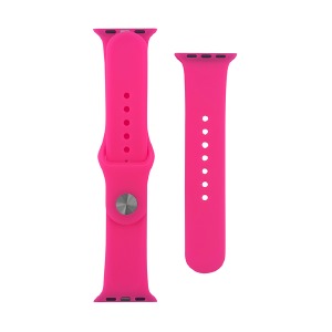 Ремешок для Apple Watch 42/44/45/49mm силиконовый (64) розовый неон S+L (в комплекте два ремешка разных размеров)  - фото