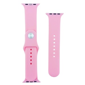 Ремешок для Apple Watch 42/44/45/49mm силиконовый (08) нежно-розовый S+L (в комплекте два ремешка разных размеров)  - фото
