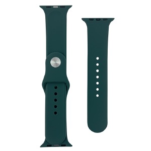 Ремешок для Apple Watch 42/44/45/49mm силиконовый (21) темно-зеленый S+L (в комплекте два ремешка разных размеров)  - фото