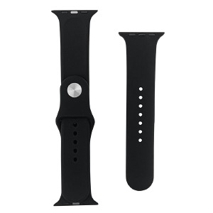 Ремешок для Apple Watch 42/44/45/49mm силиконовый (01) черный  S+L (в комплекте два ремешка разных размеров)  - фото
