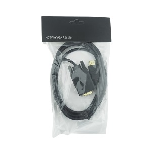 HDMI (папа) -VGA (мама) кабель 1,8м конвертер with IC черный  - фото