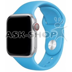 Ремешок для Apple Watch 42/44/45/49mm силиконовый (35) голубой S  - фото