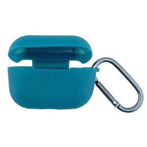 Чехол силикон для AirPods Pro/Pro2 сине-зеленый (Pacific Green) с карабином - фото