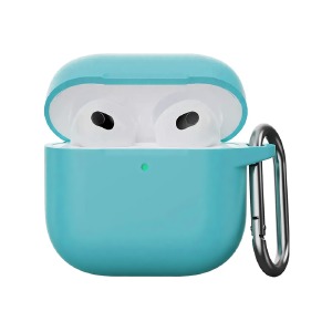 Чехол силикон для AirPods 4 (17) морская волна (Coast Blue) с карабином - фото
