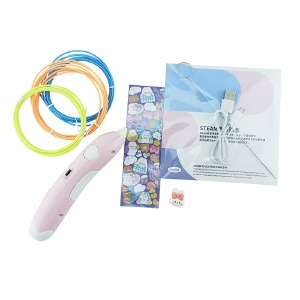 Ручка 3D Printer Pen PCL розовый кролик + наклейки + трафарет PCL 56м - фото