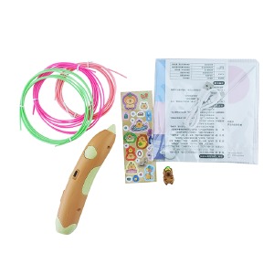 Ручка 3D Printer Pen PCL коричневая капибара + наклейки + трафарет PCL 56м - фото