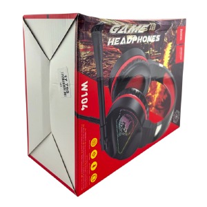 Уценка Наушники компьютерные Hoco W104 USB/2x3.5/LED RGB подсветка красные (поврежденная коробка) - фото