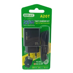 'SET СЗУ Type-C to Type-C Gerlax A20T 1USB/PD25W черный (10ШТ!!!+1ШТ ПОДАРОК) - фото