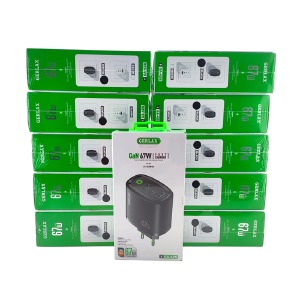 'SET блочков USB Gerlax GA-42S 1USB/2PD/67W/GaN черный (10ШТ!!!+1ШТ ПОДАРОК) - фото