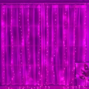 Гирлянда на медной проволке штора 3х3м LED/работает от USB/пульт/розовый тех.пак (гарантия 1нед.) - фото
