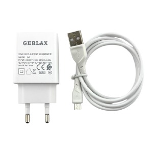 СЗУ microUSB Gerlax A3V 3A/1USB/20W/QC3.0 белый 1м - фото