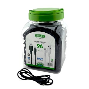 Кабель microUSB Gerlax D13VB 9А силиконовый черный 1м (упаковка 50шт) - фото