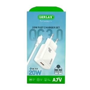 СЗУ microUSB Gerlax A7V 3A/1USB/20W/QC3.0 белый 1м - фото